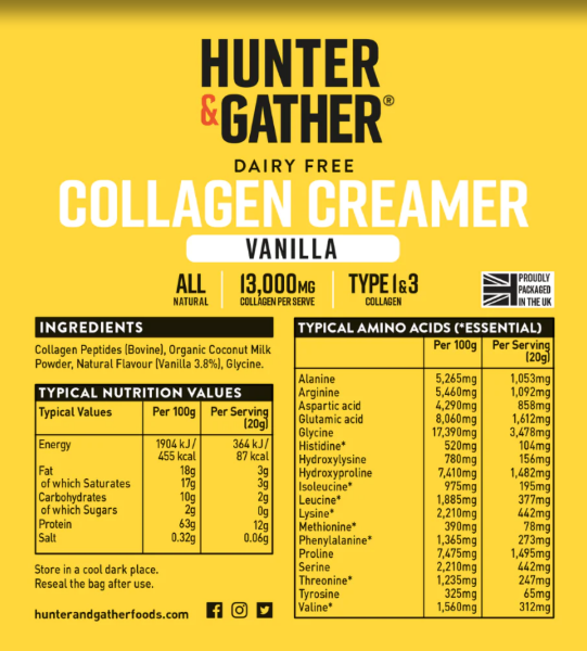 Hunter & Gather Collagen Creamer- Vanilla 300g