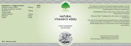 G&G Natural Vitamin E 400iu - 90 Softgels
