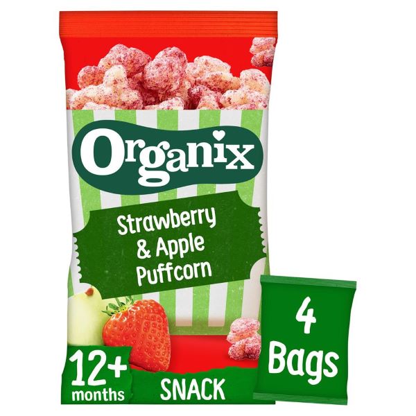 Organix Strawberry and Apple Puffcorn 4 x 10g