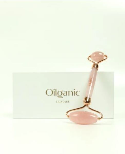 Oilganic Pink Jade Double Ended Facial Roller 100% Natural Nephrite