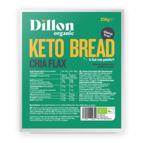 Dillon Organic- Chia Flax Keto Bread 250g