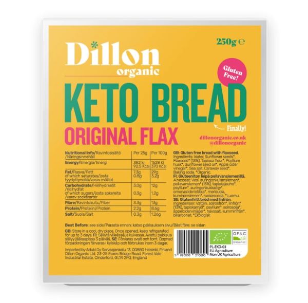 Dillon Organic- Original Flax Keto Bread 250g