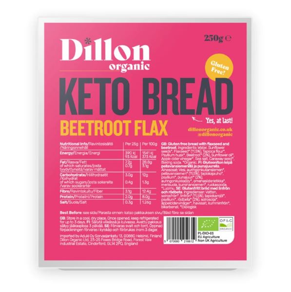 Dillon Organic- Beetroot Flax Keto Bread 250g