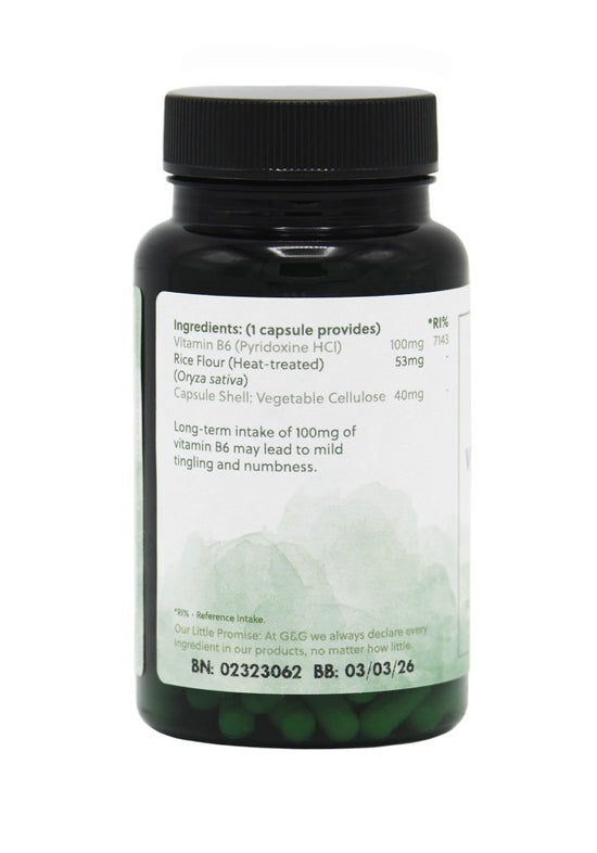 G&G Vitamin B6 Pyridoxine 100mg - 120 Capsules