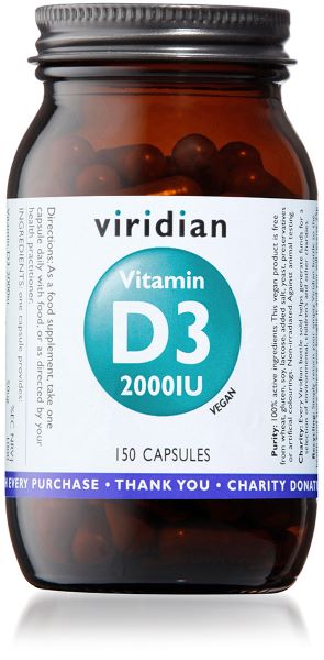 Load image into Gallery viewer, Viridian Vitamin D3 2000iu (Vegan) 150 caps
