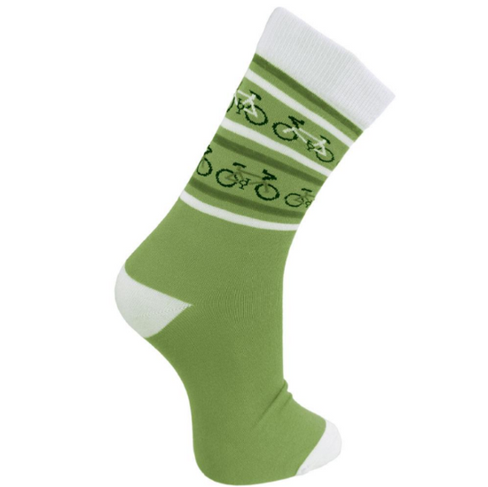 Load image into Gallery viewer, Bamboo Socks Bicycles Green &amp;amp; Cream
