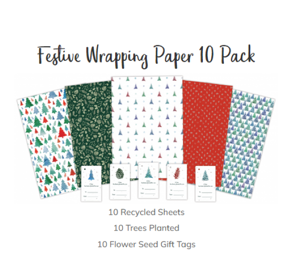 1 Tree Cards Festive Wrapping Paper x10