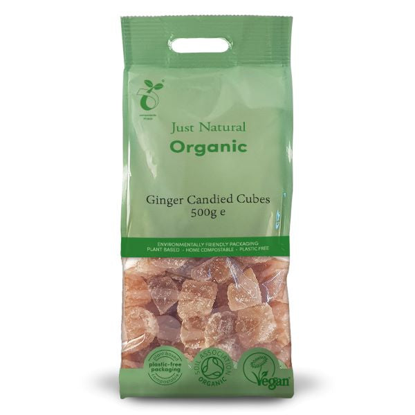 Load image into Gallery viewer, Just Natural Candied Ginger Cubes 500g

