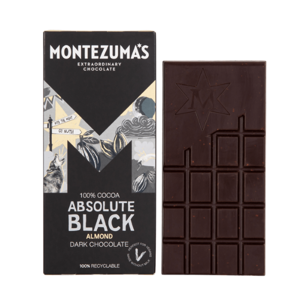 Montezumas Absolute Black 100% Cocoa- Almond 90g