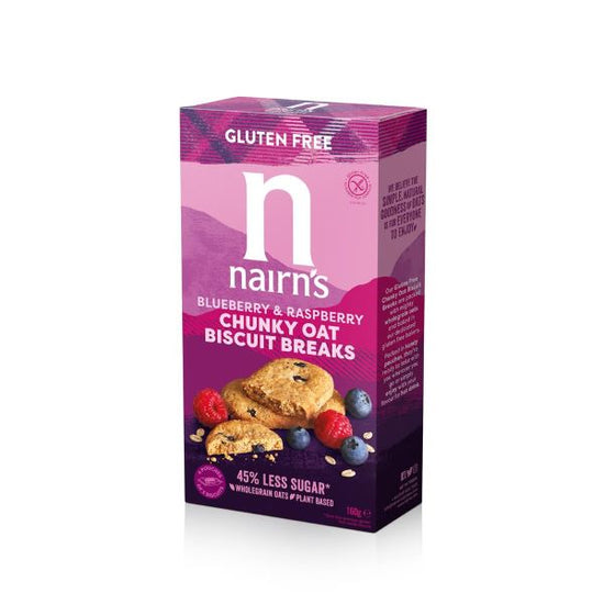Load image into Gallery viewer, Nairn&amp;#39;s Chunky Oat Biscuit Breaks - Blueberry &amp;amp; Raspberry 160g
