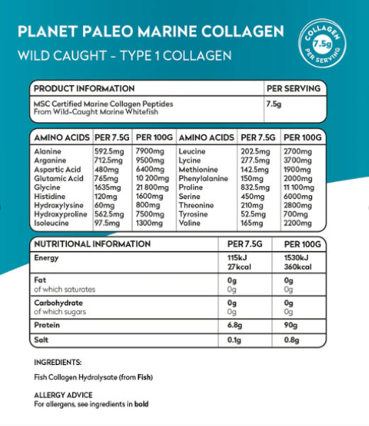 Planet Paleo Marine Collagen Powder 225g