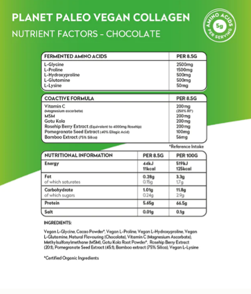 Planet Paleo Vegan Collagen Factors - Chocolate 255g