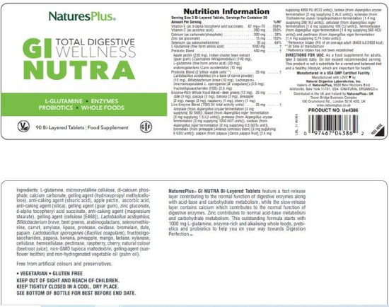 Natures Plus GI Nutra Bi-Layered Tabs x90