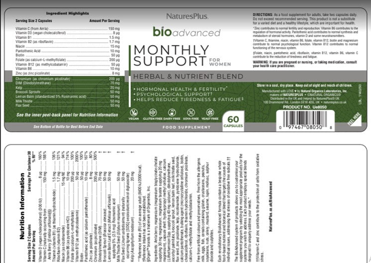Natures Plus BioAdvanced Monthly Support 60caps