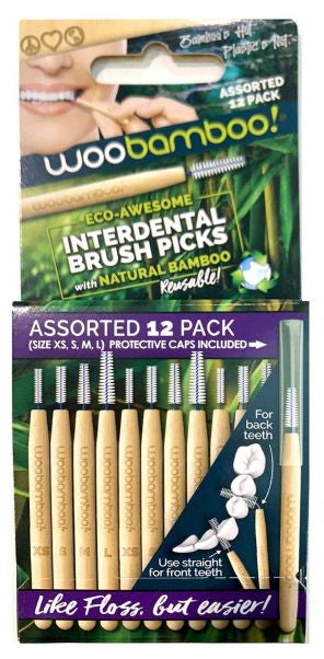 Woobamboo Interdental Brush Picks- Assorted 12pk