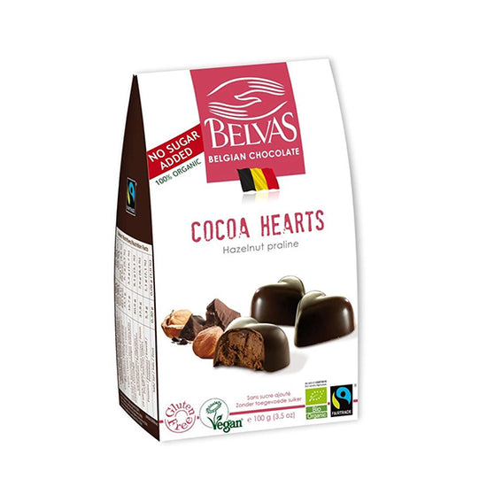 Belvas Low Sugar Cocoa Hearts 100g
