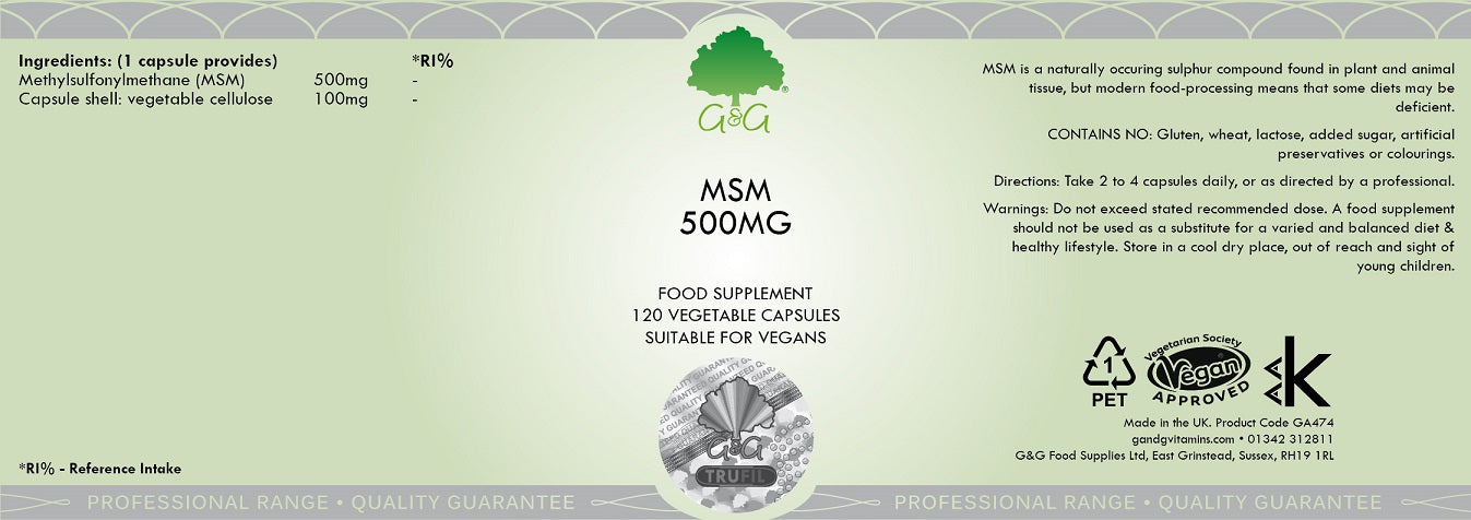 G&G MSM 500mg - 120 Capsules