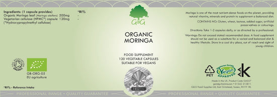 Load image into Gallery viewer, G&amp;amp;G Organic Moringa - 120 Capsules
